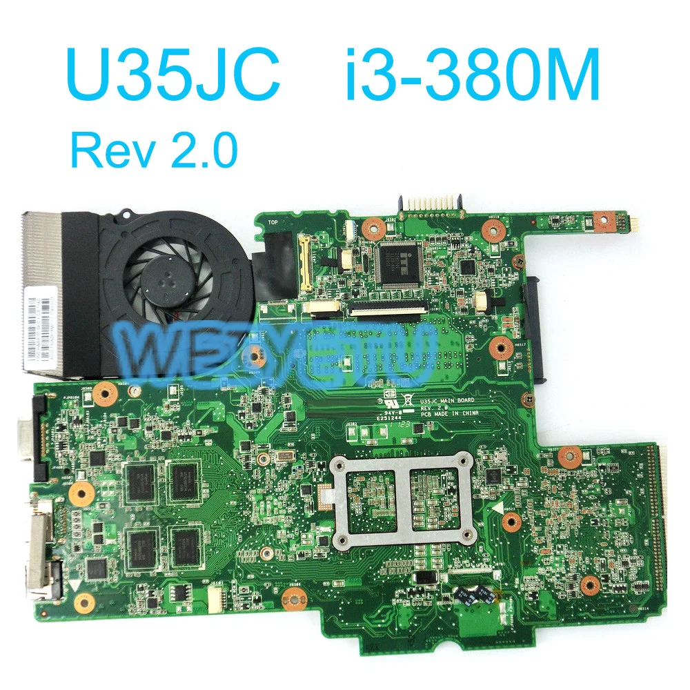 U35JC для Asus U35J материнская плата с I3 380M Процессор Intel HM55 Чипсет DDR3 1Гб вентилятор REV 2