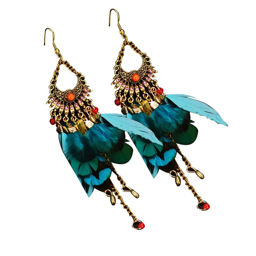 Bohemian Women Long Feather Drop Dangles Tassel Statement dangle Hook Earrings Jewelry hot | Украшения и аксессуары