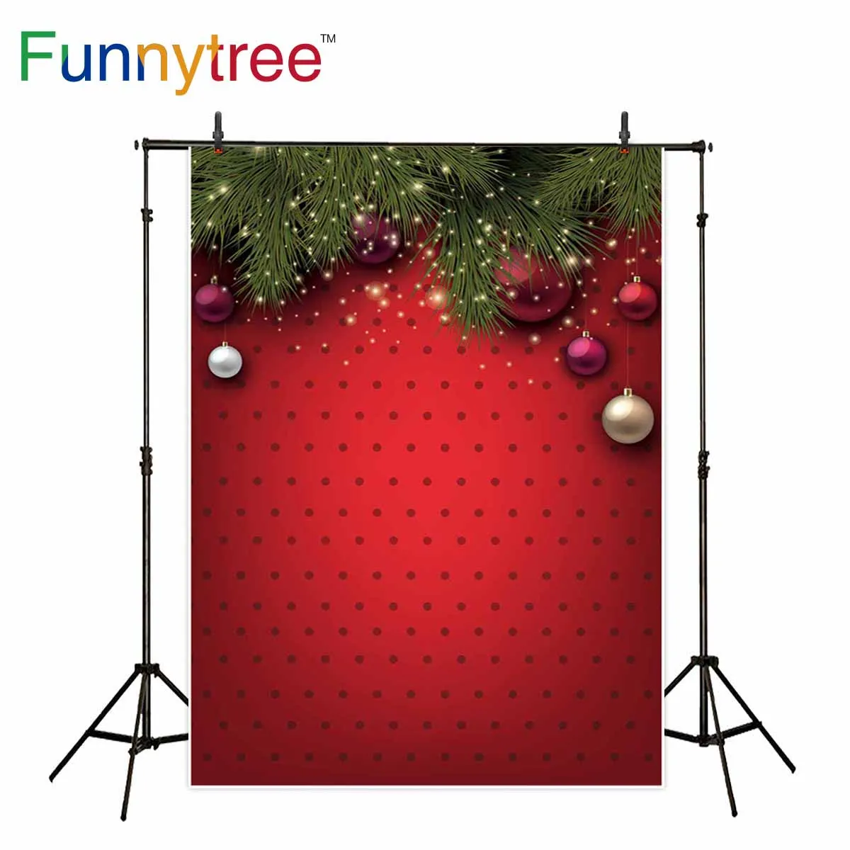 Фон Funnytree для рождественской фотосъемки с красными пятнами листьями Новогодние