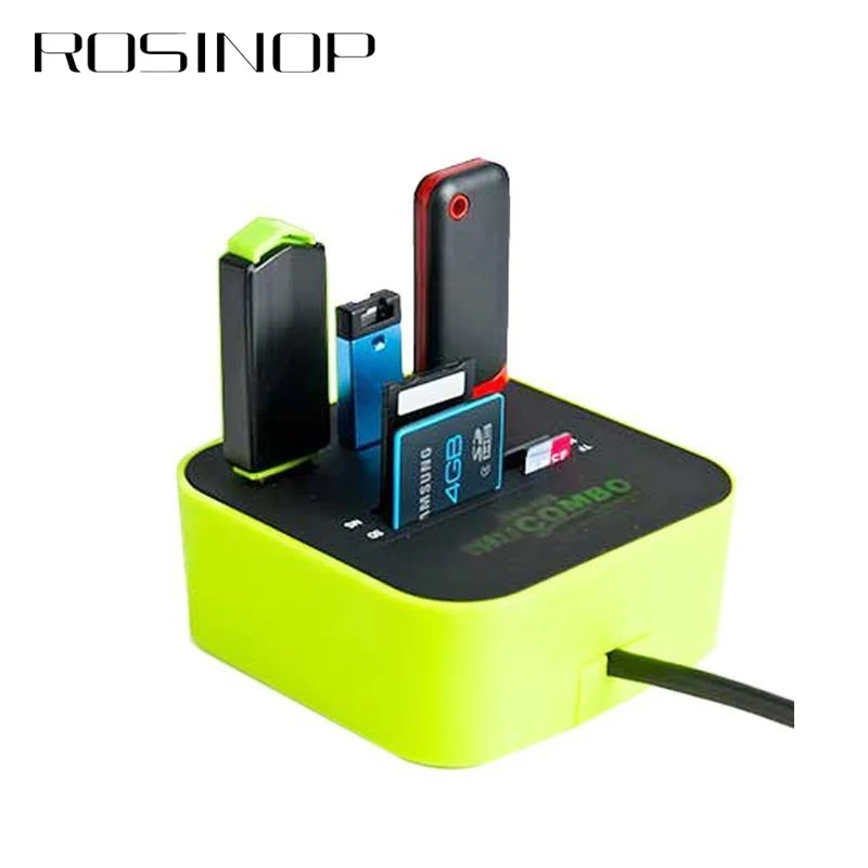 Rosinop Мульти USB концентратор 2 0 3 порта кардридер SD TF M2 все в одном хаб сплиттер для