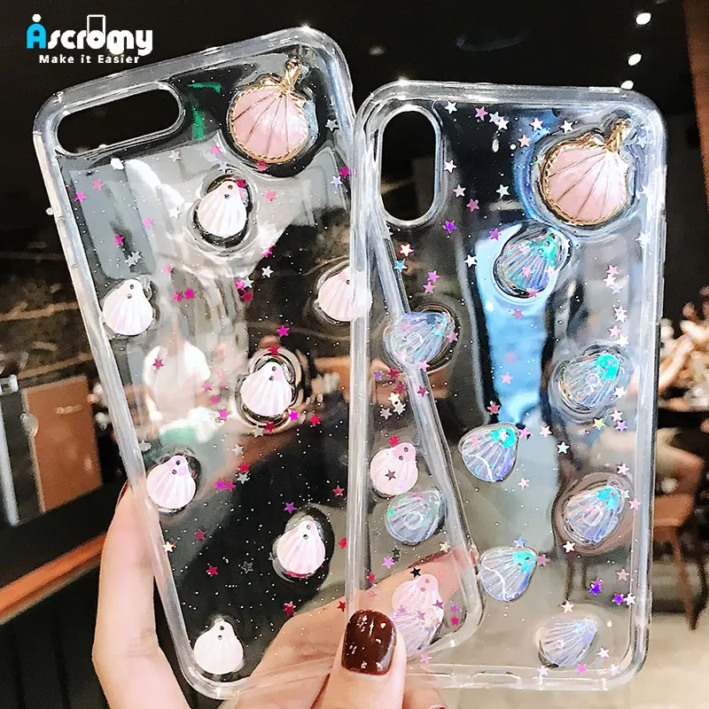 Ascromy для iPhone 8 plus Мягкий силиконовый чехол TPU роскошный бренд блеск 3D Капа 7 Plus 6 S X