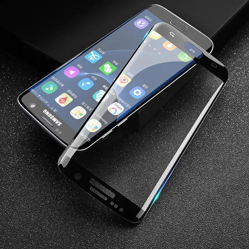 Black TOMKAS для samsung Galaxy S7 Edge Защитное стекло для экрана 3D покрытие для samsung Galaxy S6 Edge закаленное стекло - Цвет: Black