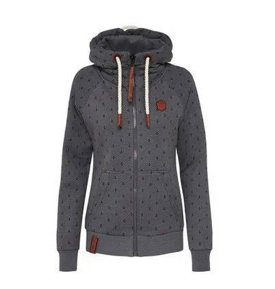 Dark gray Plus size S-5XL Hooded Sweatshirts women Autumn Winter Flocking Thicken Print Jackets Tracksuits Zipper Female Casual Sportswear - Цвет: Dark gray