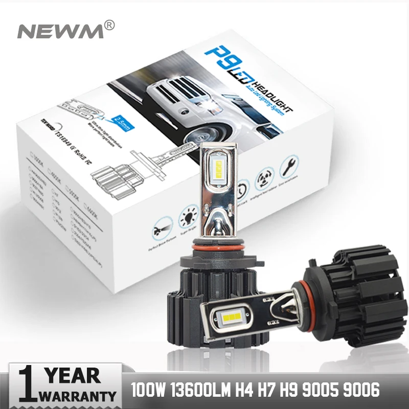 1 комплект H4 H7 H8 H9 H11 9005 9006 9012 100 Вт 13600LM P9 светодиодные фары 2 5 мм Ультра тонкие без