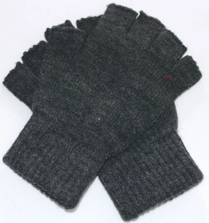 

12Pairs/DZ Winter Warm Fitness Fingerless Gloves Unisex Womens Mens Gray Solid Knitted Guantes Gym Tactical Workout Gloves