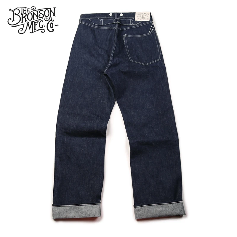 877 Бронсон 15 унций Индиго кромки unsanforised mens indigo немытые redline сухой джинсовый