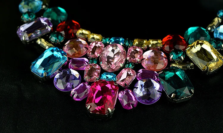 Женское винтажное ожерелье многоцветное колье с кристаллами | Украшения и