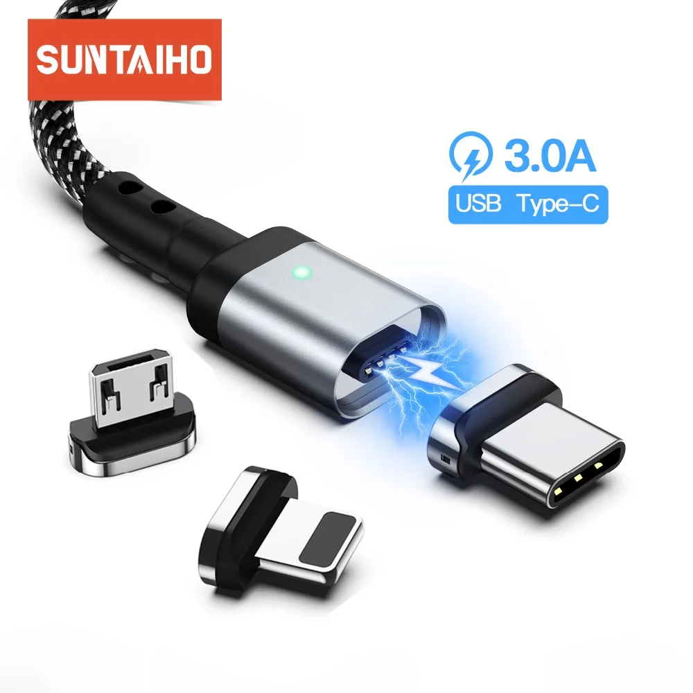 Suntaiho Магнитный кабель Micro usb Тип C для iphone Магнит зарядное устройство данных Быстрая зарядка тип-c usb C для iphone samsung huawei портативная зарядка