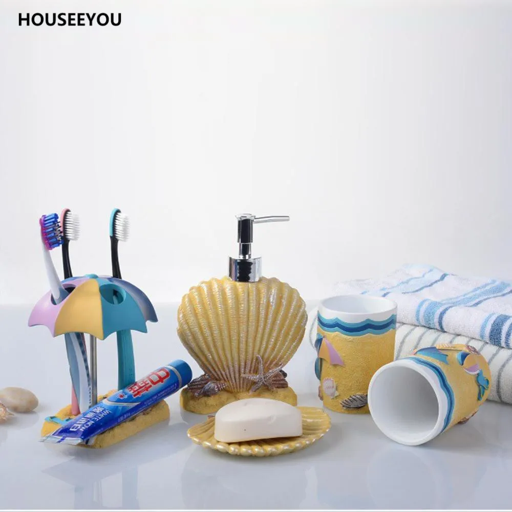 5 шт./компл. набор аксессуаров для ванной комнаты детский в виде раковины моря и