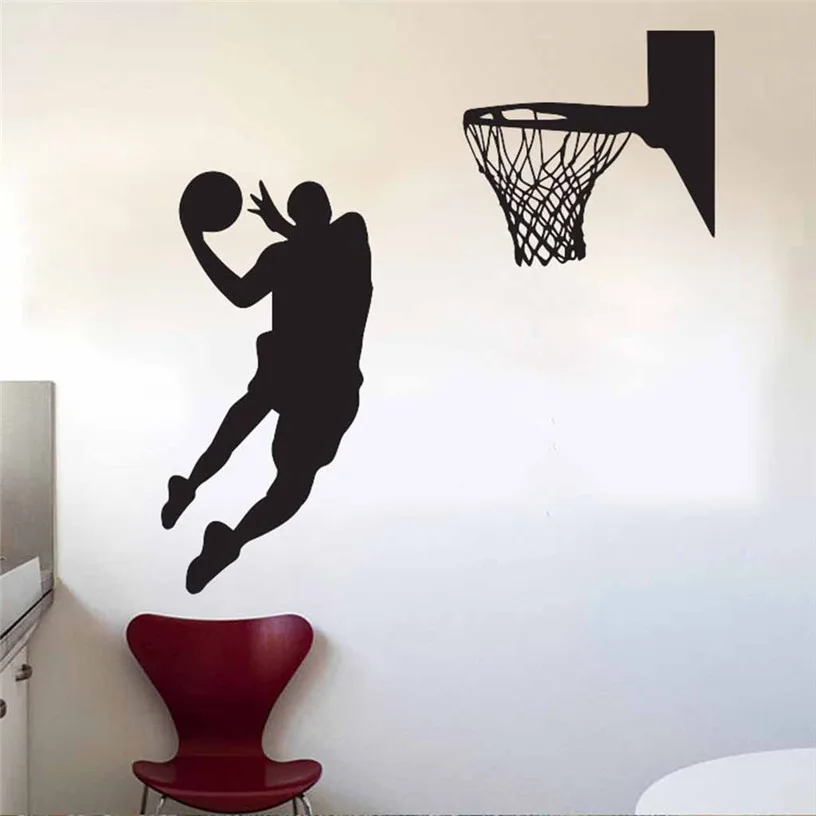 Съемная Настенная Наклейка Slam Dunk с изображением баскетбольного игрока для