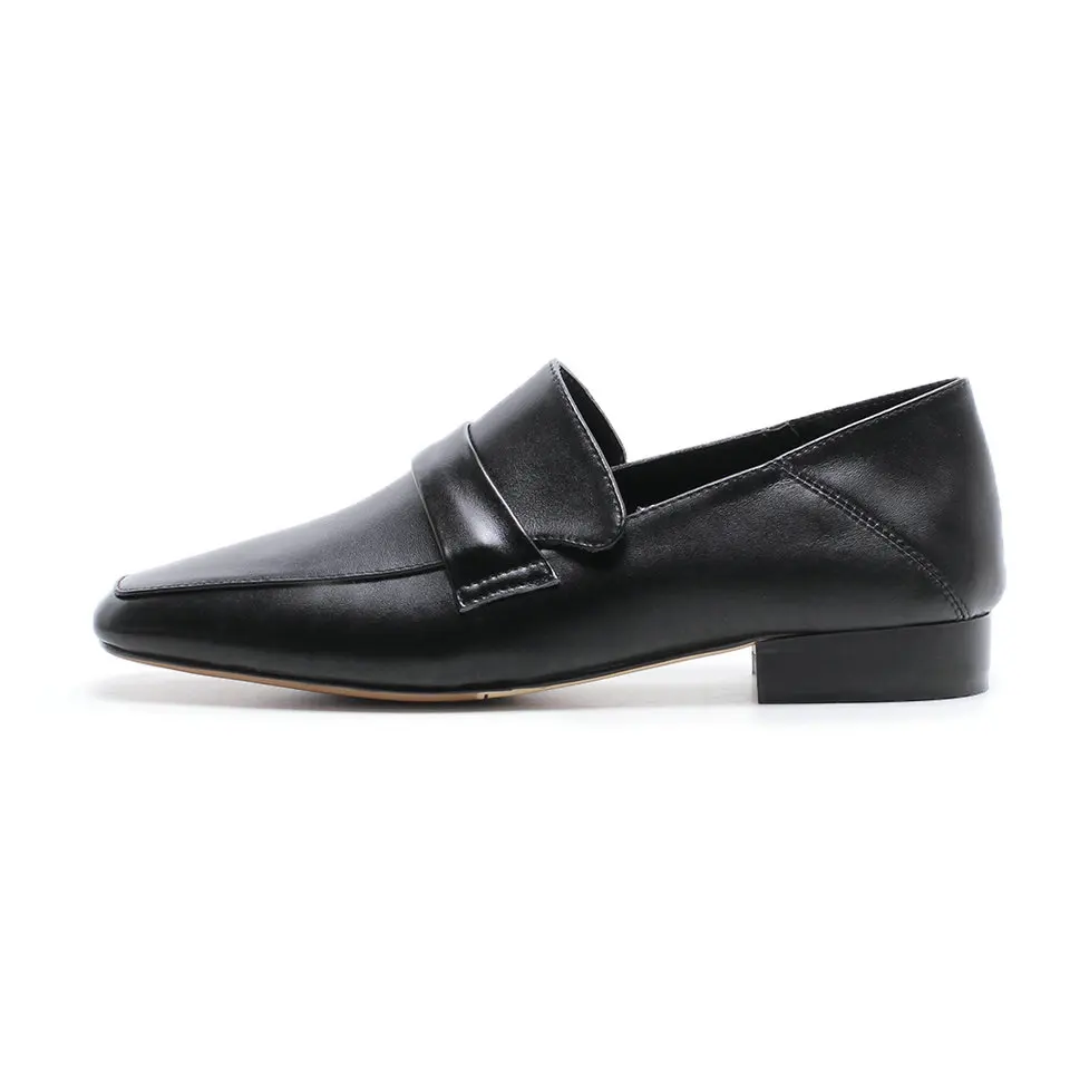 EshtonShero Women's Shoes Flats Genuine Leather+PU Flat Heels Summer Slip On Pointed Toe Black Ladies Loafers Size 34-40 | Обувь