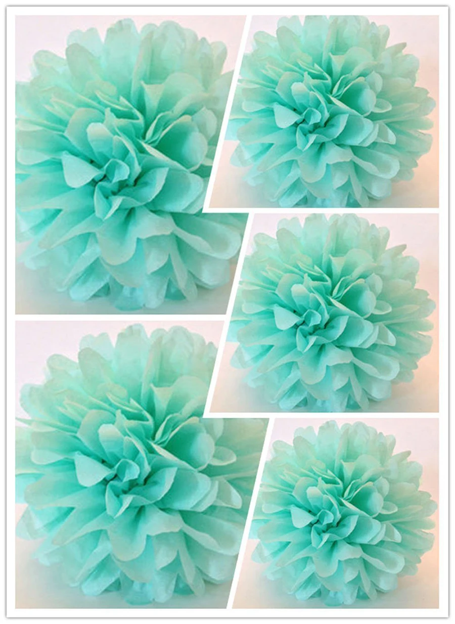 10 штук в лоте мятно-зеленая/Тиффани синяя бумага с помпонами Свадебные садовые домашние подвесные украшения для вечеринки