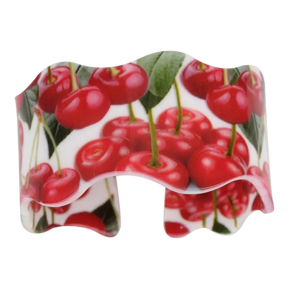 WEVENI Wide Love Lightweight Cherry Pattern Bangles Bracelets Original Acrylic Jewelry For Women New Fashion Girl Accessories | Украшения и