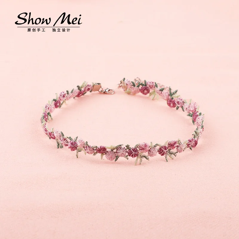 

Chocker Collar Necklaces Fashionable Purple Flowers necklace Leaves Short Clavicle Necklace Neck Ornaments for Girls