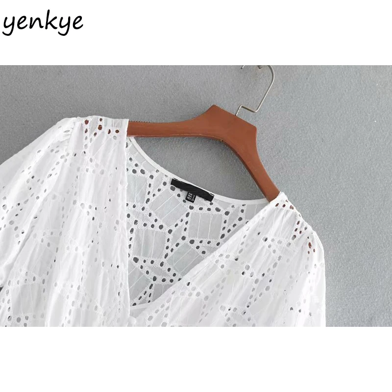 Для женщин сексуальные ажурные платье с вышивкой женские короткими рукавами v