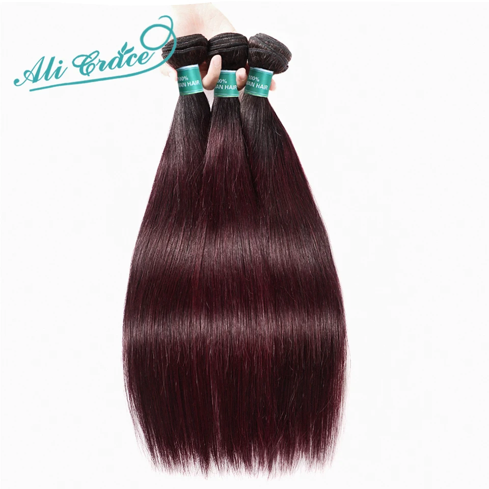 Ali Grace волосы предварительно окрашенные бразильские прямые 3 пучка 1B/99J Омбре цвет