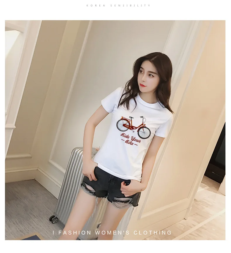 Хлопковая футболка с короткими рукавами 2018 женские летние новых корейских