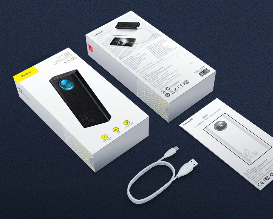 Baseus power Bank 30000 мАч type-C PD 3,0 быстрое зарядное устройство для iPhone Quick Charge 3,0 внешний аккумулятор power bank для Xiaomi samsung