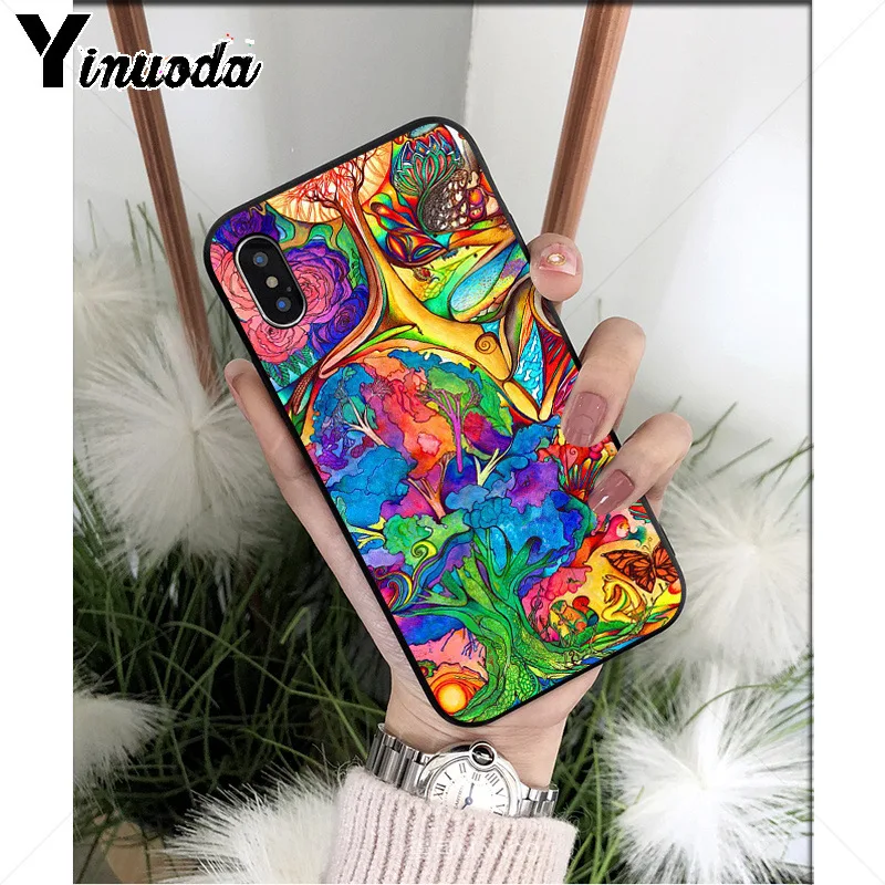 Yinuoda Хиппи Psychedelic Art черный ТПУ Мягкий силиконовый чехол для телефона iPhone 8 7 6 6S Plus 5