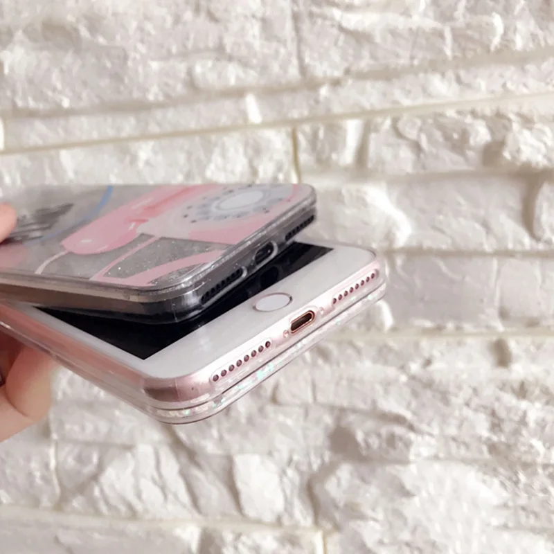 Розовый башня зыбучий песок Жидкий чехол для iPhone X 8 Plus 6 7 корейский модный