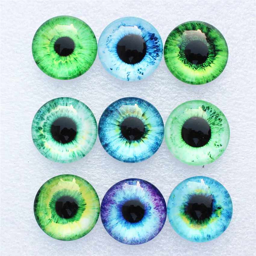20mm Random Mixed Dragon Eyes Round Glass Cabochon Flatback Photo Dome Jewelry DIY Accessories Fot base Tray 20pcs/lot K06072 | Украшения и
