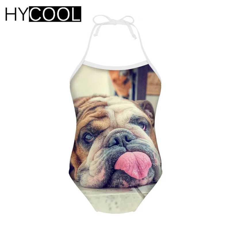 R2113BS HYCOOL/детская одежда для купания; купальный костюм с принтом французского бульдога; Купальник для девочек; боди; цельные купальные костюмы; детское бикини - Цвет: R2113BS