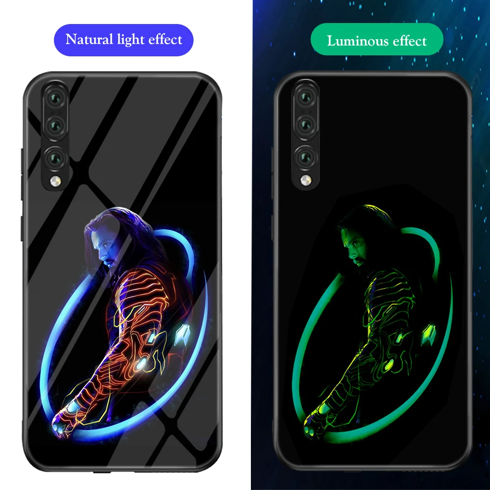 1 Ciciber Марвел Железный человек для huawei P30 P20 mate 20 Lite Pro светящиеся чехлы из закаленного стекла для Honor 10 Lite Чехол Дэдпул - Цвет: 1