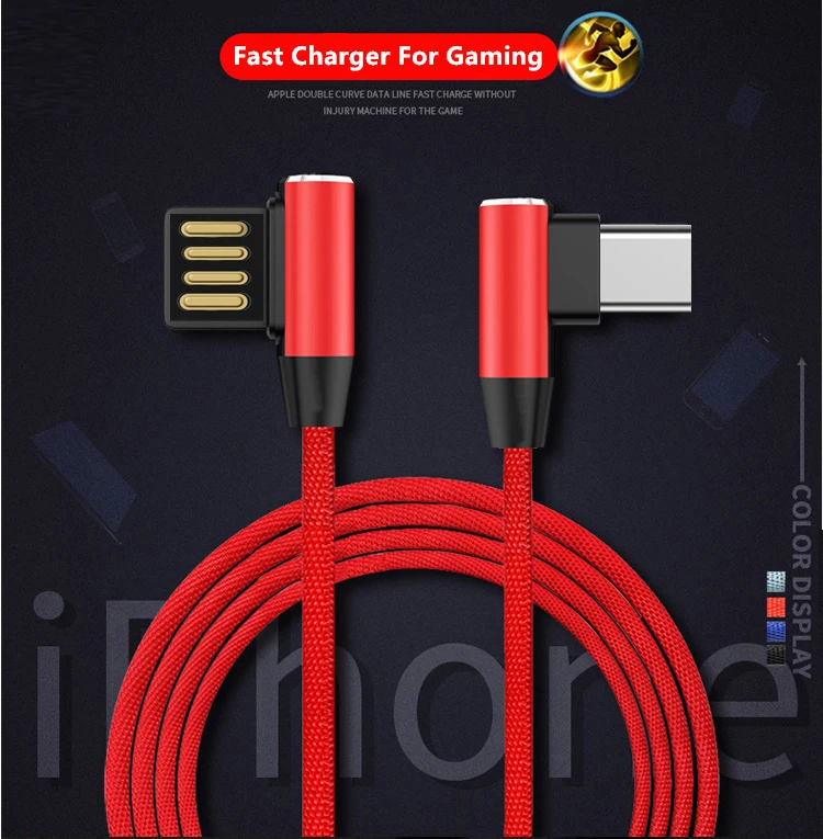 2.4A L-Line 90 градусов локоть usb type C кабель для samsung S8 Note 8 зарядный кабель для синхронизации данных для Xiaomi Redmi Note 7 mi 9 K20 Pro