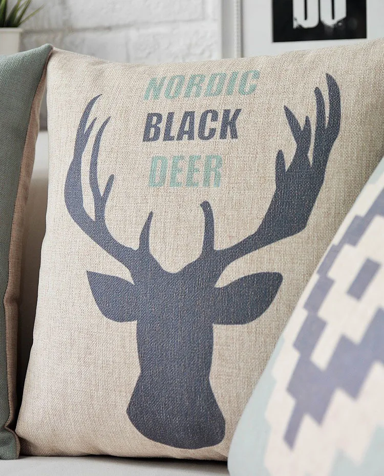 Подушка в скандинавском стиле с изображением синего оленя домашний декор