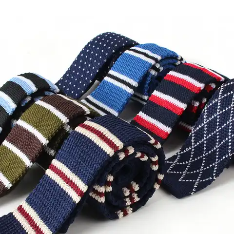 Мужские вязаные полосатые галстуки для отдыха, Модные узкие галстуки в горошек, галстуки для мужчин, обтягивающие тканые дизайнерские галс...