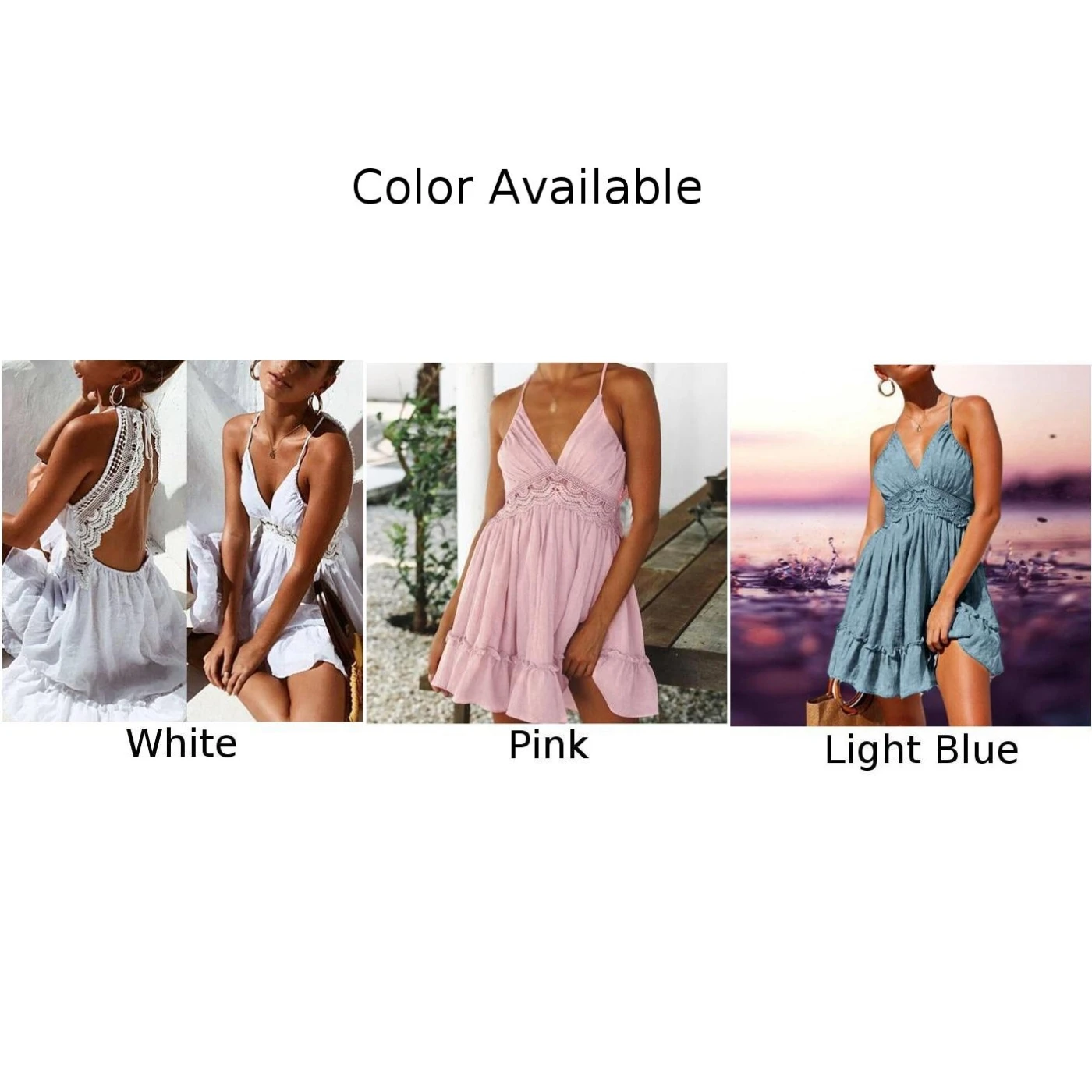 Sexy Womens Summer Beach Strappy Dress V-neck Backless Sundress Holiday Clothes | Женская одежда