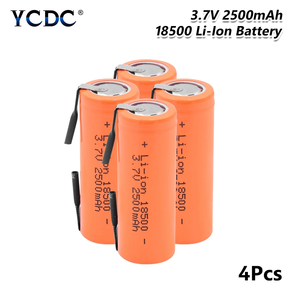 1/2/4 шт 3,7 V 2500mAh 18500 литий Батарея с 2 сварки вкладки 18500 литий-ионный аккумулятор для светодиодного фонарика фара механический Mod
