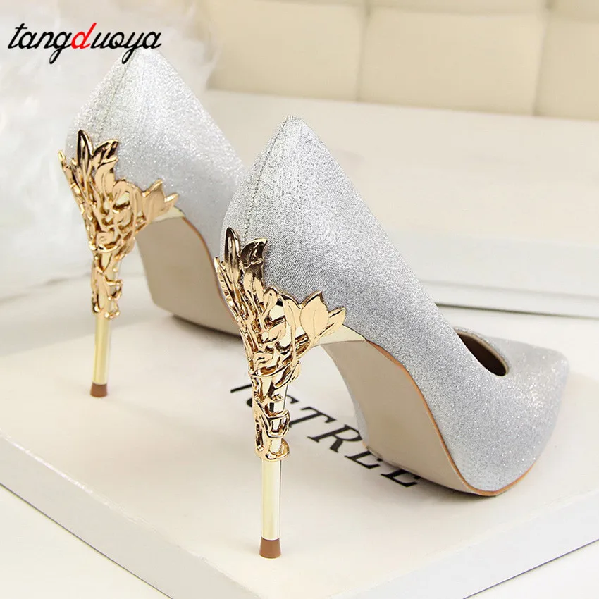 bridal shoes wedding shoes woman gold high heels pointed toe pumps women shoes high heel ladies shoes zapatos de novia