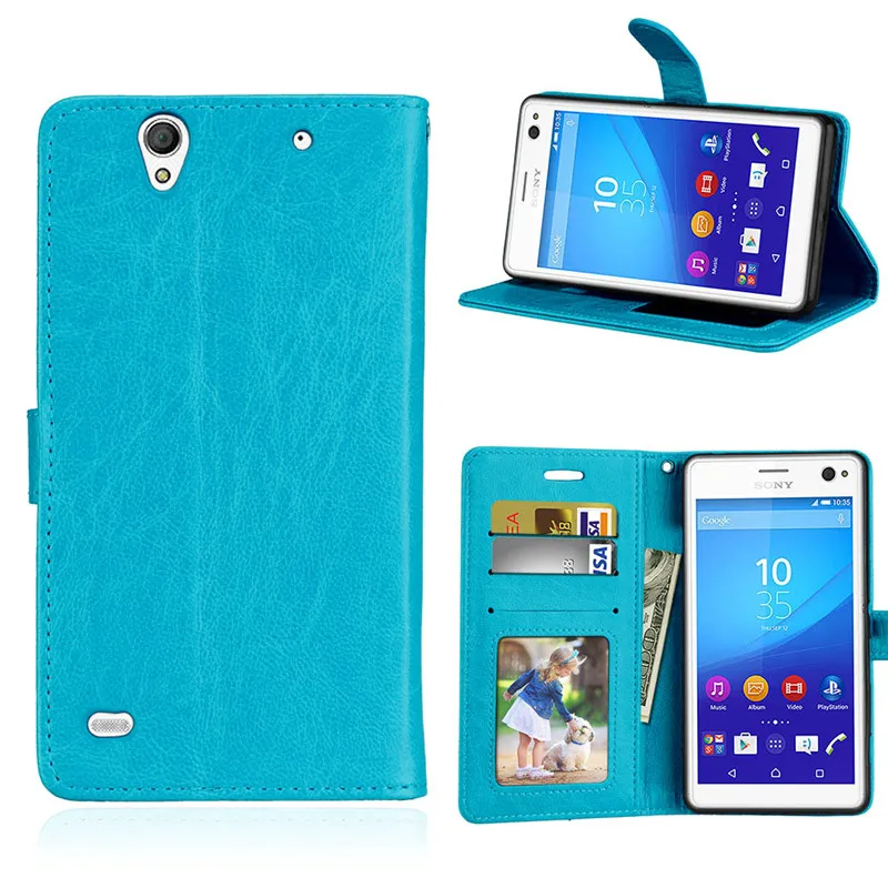 Чехол из искусственной кожи для Sony Xperia C4 откидной в стиле ретро с узором Crazy Horse