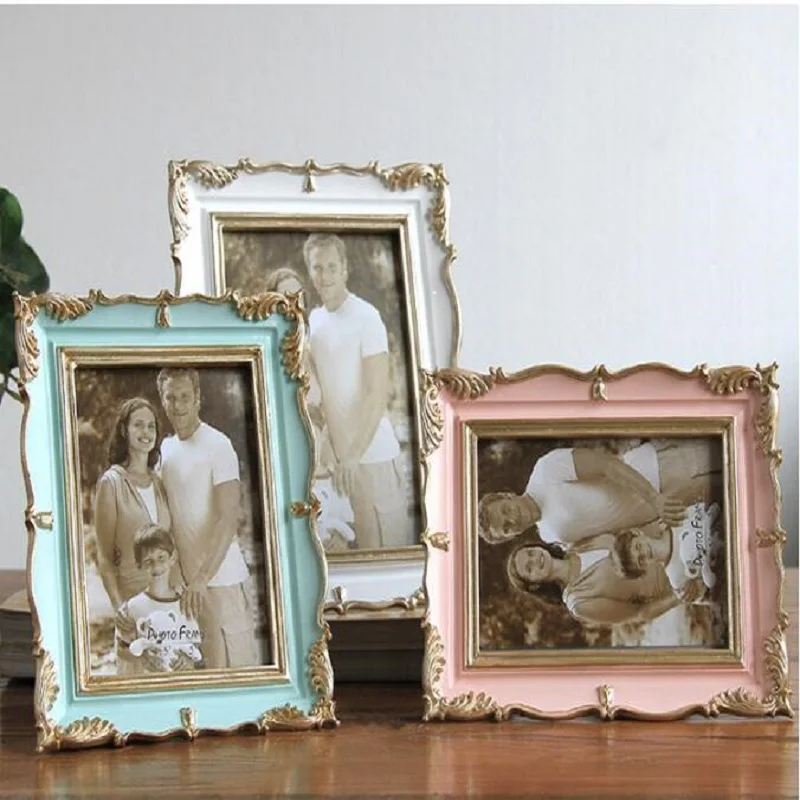 

UBRUSH Creative photo frame White Green Pink 5 Inch European photo frame resin 17.5*14.5cm Frame