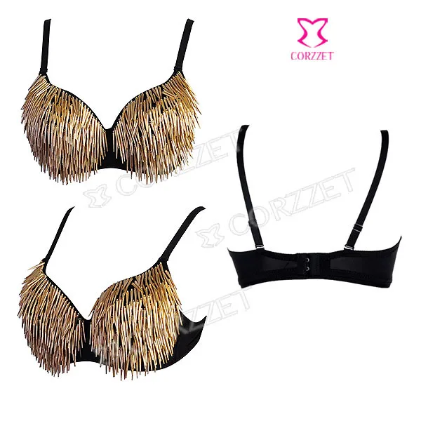 

Sexy Gold/Black/Silver/Gray B Cup Spike Studded Bra Punk Push Up Brassiere Fashion Club Bras Women Underwear Dancewear Lingerie