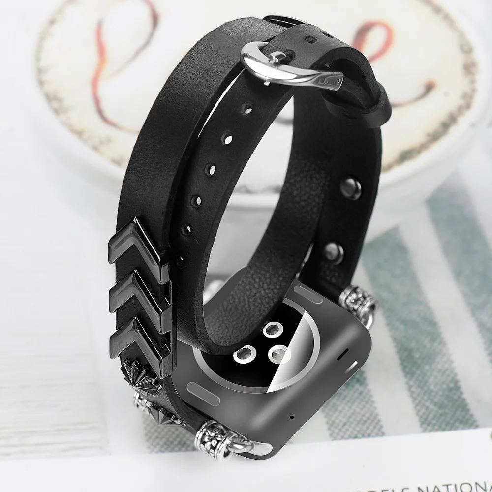 Ремешок из натуральной кожи с заклепками для часов herm Apple Watch Series 1 2 3 iwatch 38 42