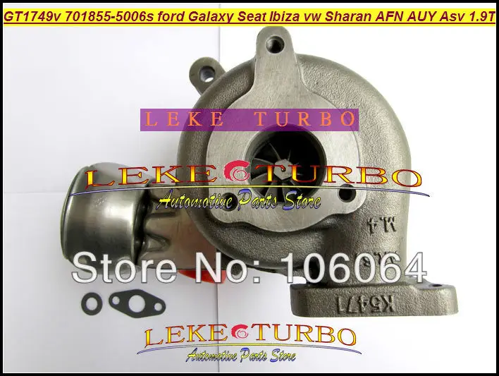 Турбокомпрессор GT1749V 701855 5006S 028145702S для Ford Galaxy Seat Alhambra Ibiza VW Sharan AFN/AUY/ASV/AVG 1.9L TDI|turbo