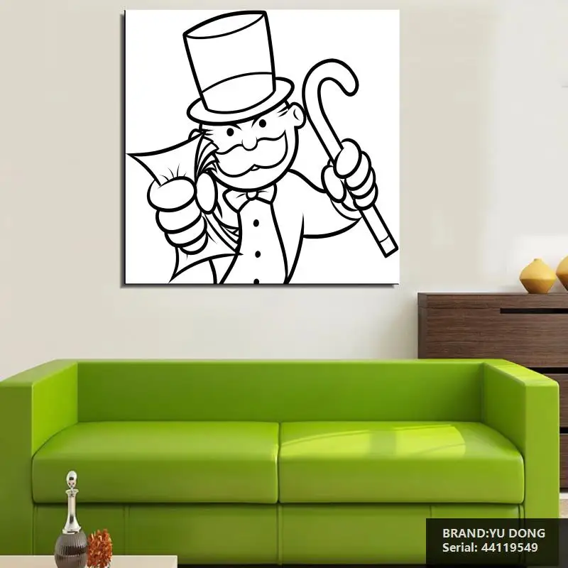 Howtodraw Алек монополия огромный Граффити печать на холсте для стены картину