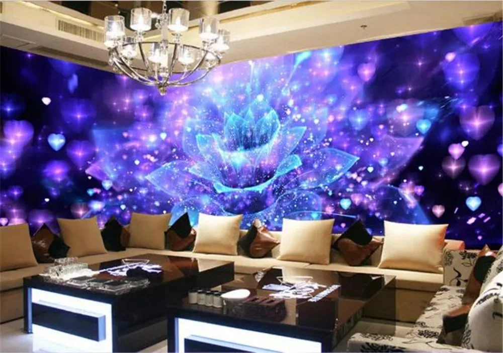 Custom Mural 3D Wallpaper Starry And Cool Delicate Flowers Indoor TV Background Wall Decoration | Обустройство дома