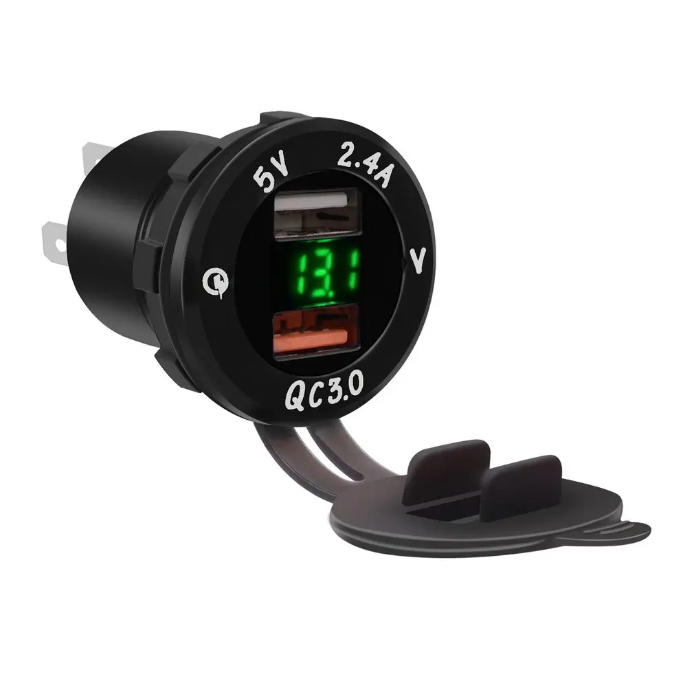Universal Car Charger USB Vehicle DC12V-24V Waterproof Dual 2 Port Power Socket QC3.0 Fast Charging | Обустройство дома