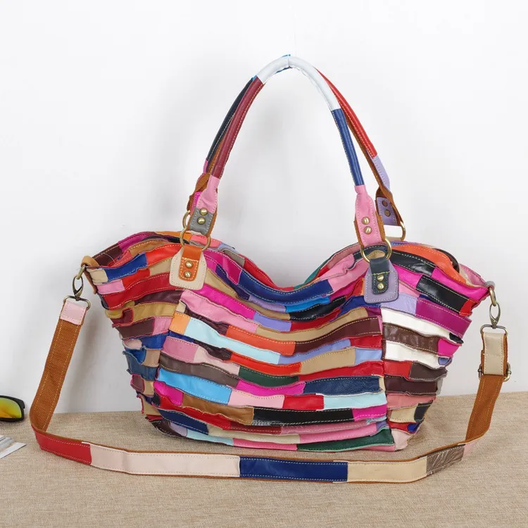 Кожа овчины сумка национальной случайные тенденции разноцветные плиссированные