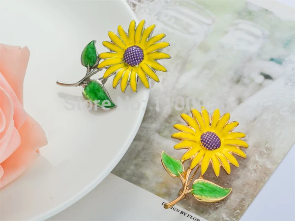 Новинка броши в виде желтого цветка декоративная эмалированная брошь цветов