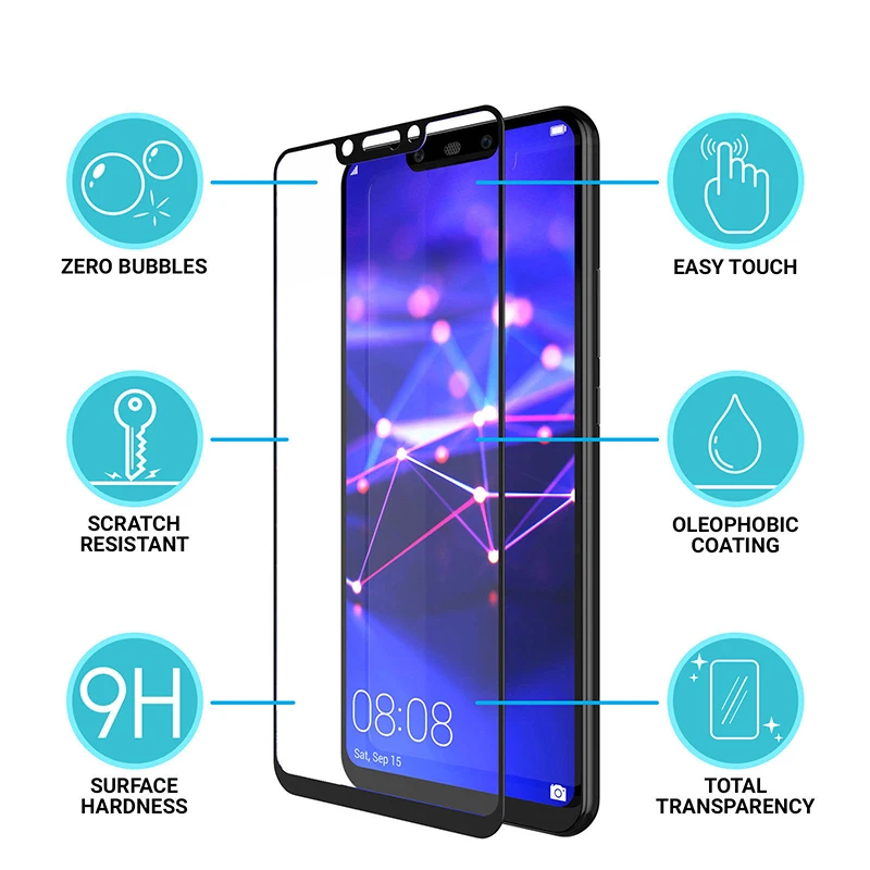 9H полное покрытие закаленное стекло для Huawei Mate 20 Lite Y5 Y6 2017 Y7 Prime 2018 Honor 8X 6C Pro защита