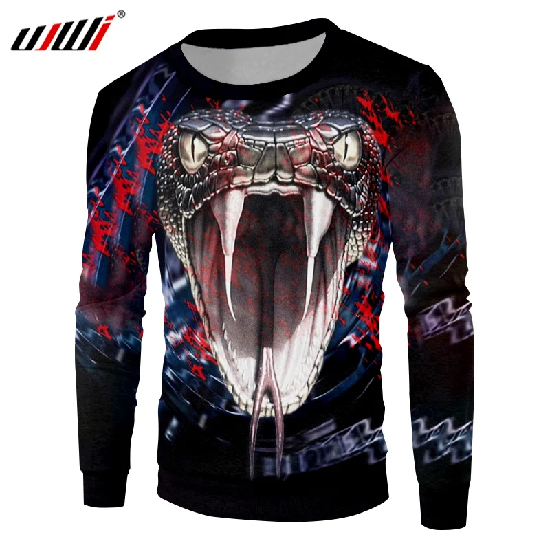 Мужская толстовка с длинным рукавом UJWI Осенний пуловер со змеиным 3D принтом