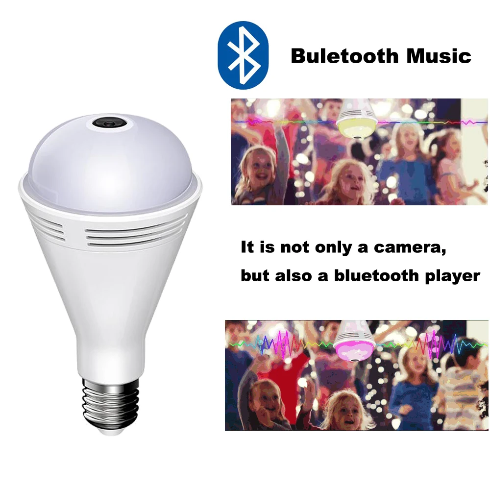 Беспроводная Bluetooth музыкальная цветная камера HD 1 3 МП 360 градусов панорамный Wi Fi