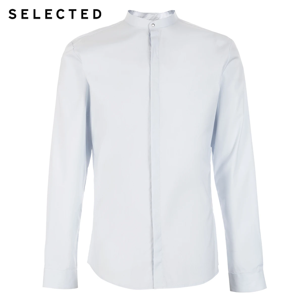 SELECTED cotton micro projectile collar long sleeved shirt S|417405526 | Мужская одежда