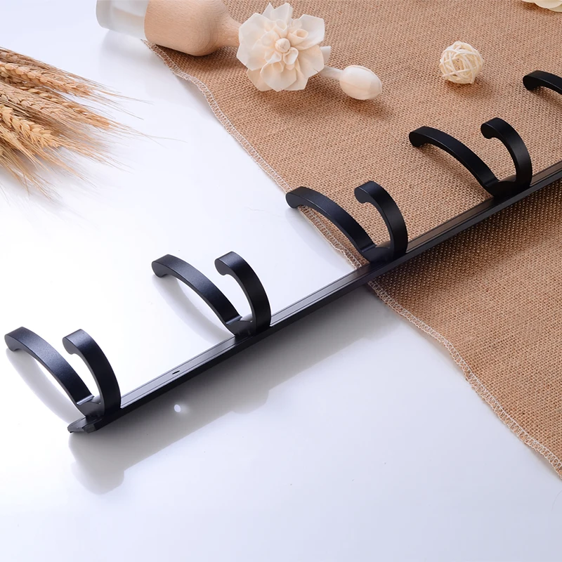 robe hook bathroom coat hook rack aluminum towel hook black door decorative clothes hook hangers wall mounted bath accessories free global shipping