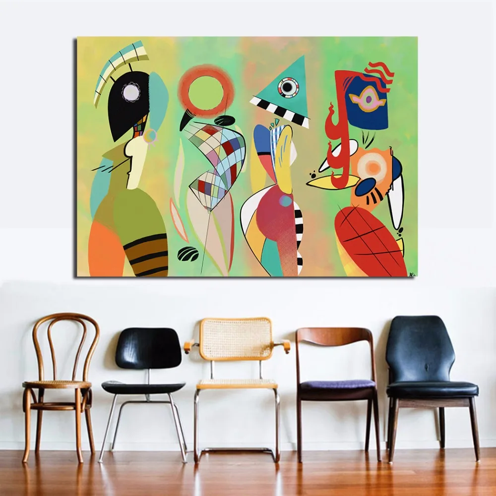 Картина маслом JQHYART Las Musas Kandinsky без оправы Декор для дома Настенная картина
