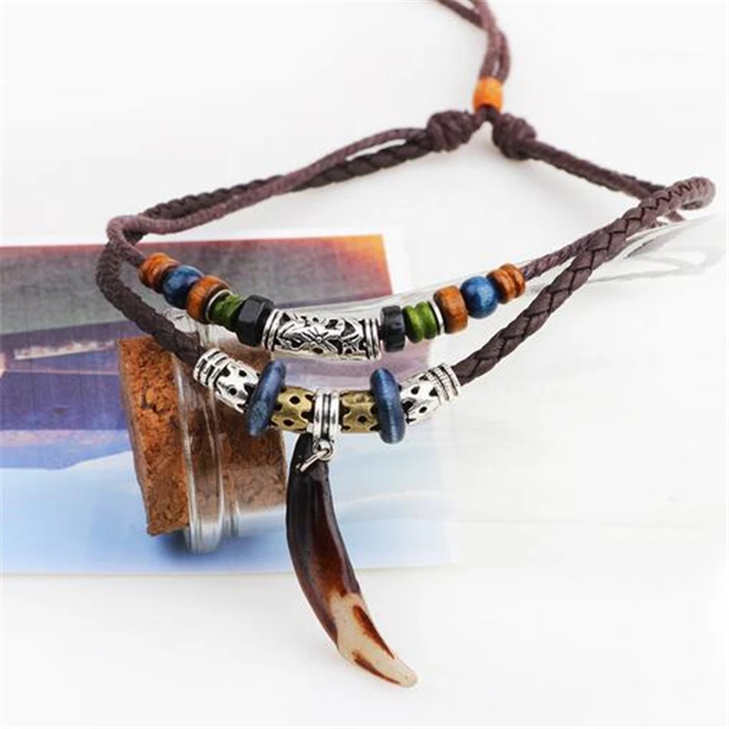 Charms Men Women Jewelry Leather Choker Necklaces Handmade Tee Beads Maxi Necklace Neckless Collares | Украшения и аксессуары